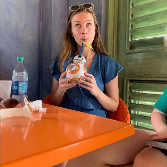 Draper James Denim Blue Wrap Romper with Ruffle Trim - Picture 4 of 4